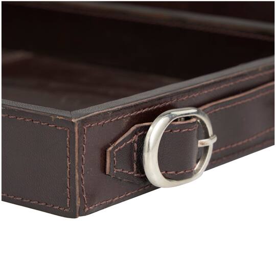 Leather Nesting Tray with Buckle Handles Décor Set
